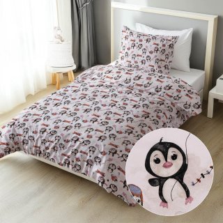 Dětské bavlněné ložní povlečení Sandra SA-647 Tučňáčci s hnědými letadélky na bílém - Biante.cz Dětské bavlněné ložní povlečení Sandra SA-647 Tučňáčci s hnědými letadélky na bílém - Biante.cz