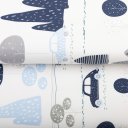 Dětská bavlněná látka/plátno Sandra SA-685 Modrá auta mezi stromy na bílém - šířka 160 cm - detail 2 - Biante.cz
