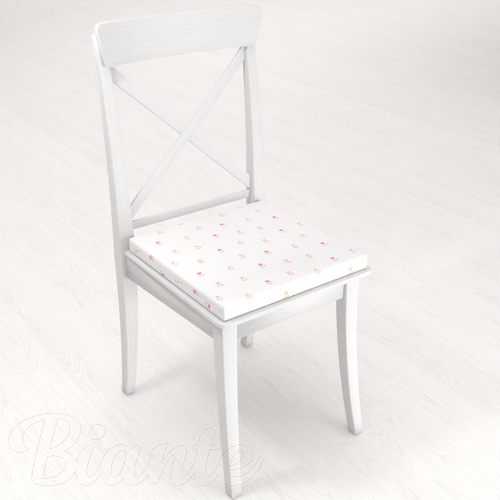 Teflonový čtvercový podsedák TF-115 Barevné tulipánky na bílém - 38x38x3 cm - detail 1 - Biante.cz