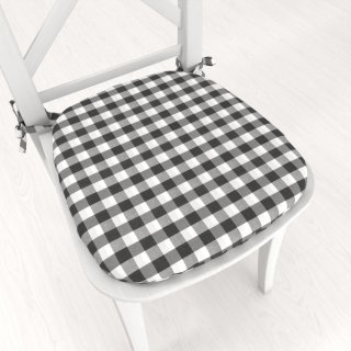 Oblý podsedák Rebeka RE-011 Sivo-biela kocka stredná - 39x37x3 cm - Biante.sk