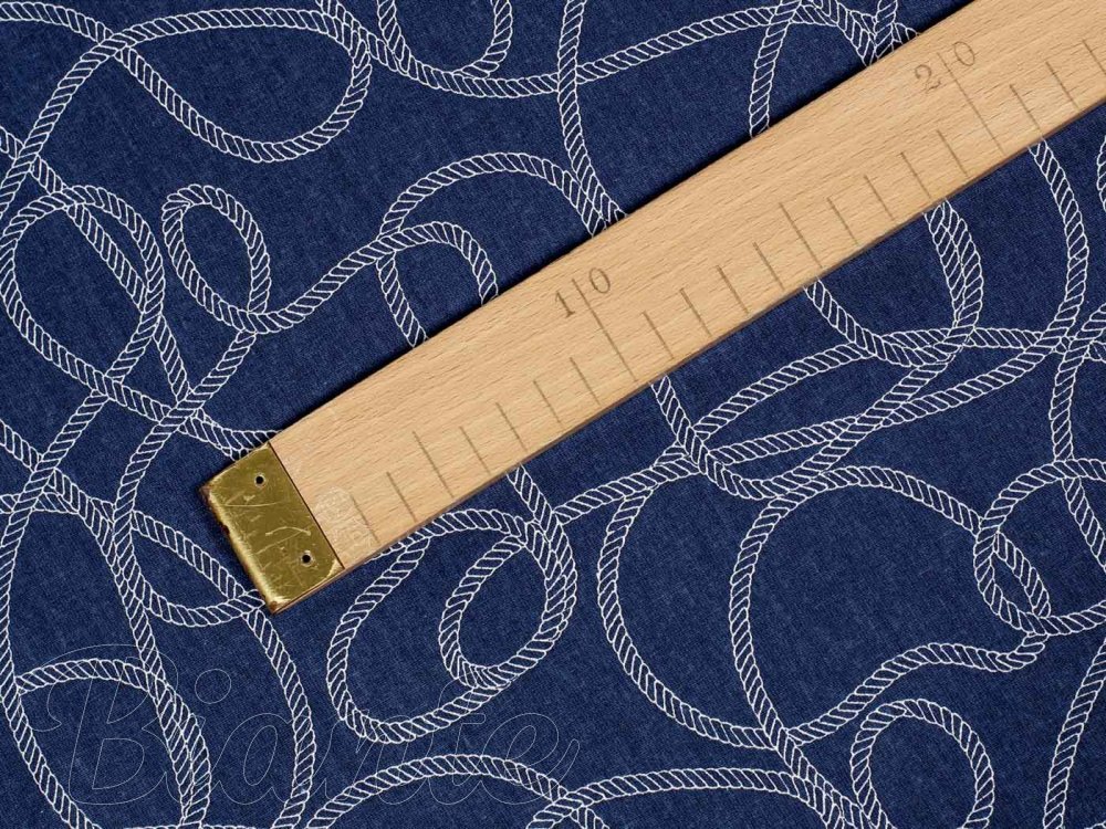 Bavlněná látka/plátno Sandra SA-085 Provázkový ornament na modrém - šířka 145 cm - detail 2 - Biante.cz