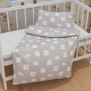 Detské bavlnené posteľné obliečky do postieľky Sandra SA-733 Zamilované ľadové medvede na svetlo sivom - detail 1 - Biante.sk