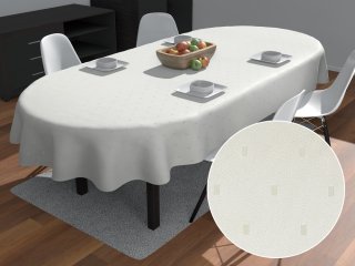 Teflónový oválny obrus TF-017 Obdĺžničky - lesklý smotanový - Biante.sk Teflónový oválny obrus TF-017 Obdĺžničky - lesklý smotanový - Biante.sk