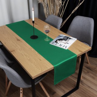 Saténový běhoun na stůl polyesterový Satén LUX-012 Zelený - detail 1 - Biante.cz