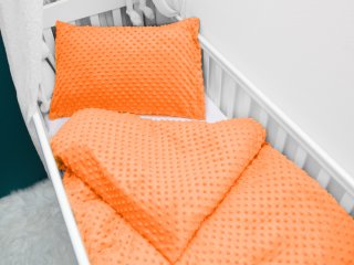 Dětské povlečení do postýlky Minky 3D puntíky MKP-022 Oranžové - Biante.cz Dětské povlečení do postýlky Minky 3D puntíky MKP-022 Oranžové - Biante.cz