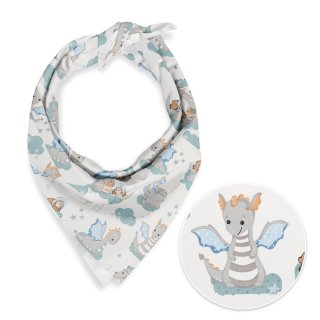 Dětský bavlněný šátek Sandra SA-689 Dráčci s medvídky na modrozelených obláčcích na bílém - Biante.cz Dětský bavlněný šátek Sandra SA-689 Dráčci s medvídky na modrozelených obláčcích na bílém - Biante.cz