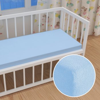 Detské froté napínacie prestieradlo do postieľky FR-014 Nebesky modré - Biante.sk