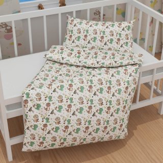 Detské bavlnené posteľné obliečky do postieľky Sandra SA-657 Zeleno-hnedé dinosaury na bielom - detail 1 - Biante.sk Detské bavlnené posteľné obliečky do postieľky Sandra SA-657 Zeleno-hnedé dinosaury na bielom - detail 1 - Biante.sk