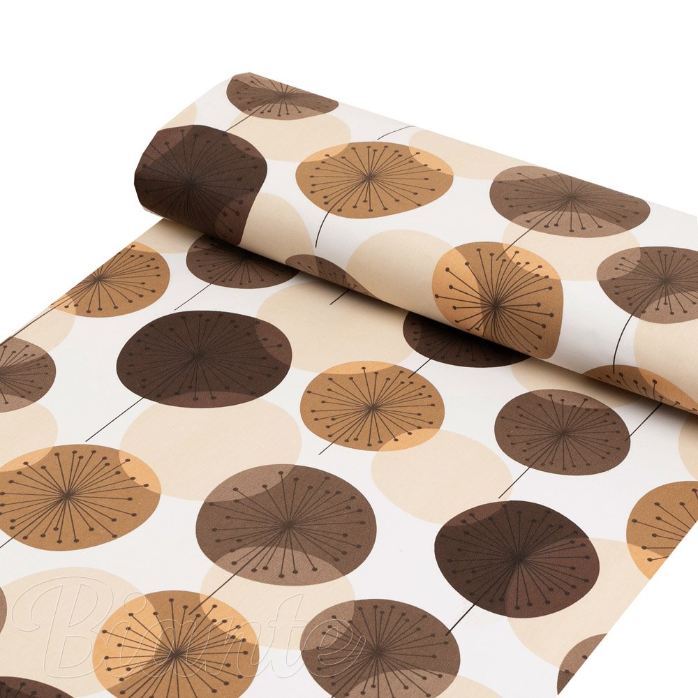 Bavlněná látka/plátno Sandra SA-488 Hnědo-béžové designové pampelišky - šířka 160 cm - detail 1 - Biante.cz