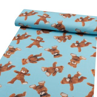 Dětská bavlněná látka/plátno Sandra SA-724 Plyšoví medvídci na modrém - šířka 150 cm - detail 1 - Biante.cz