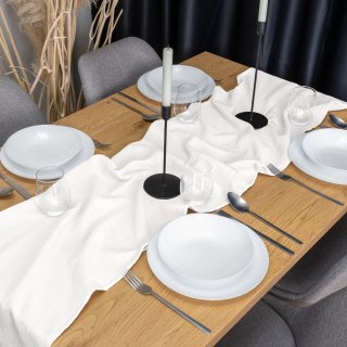 Mušelínový běhoun na stůl MSN-049 Bílý - detail 1 - Biante.cz Mušelínový běhoun na stůl MSN-049 Bílý - detail 1 - Biante.cz