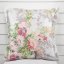 Bavlněný povlak na polštář s lemem Sandra SA-704 Malované růžovo-červené květy na šedém - Biante.cz
