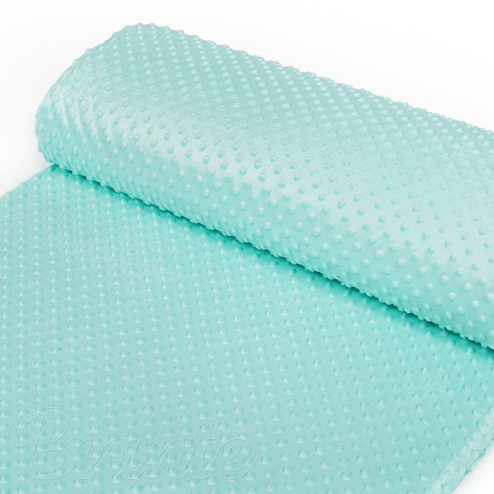 Dětská látka Minky TOP 3D puntíky MKP-055 Světle mintová - šířka 170 cm - detail 2 - Biante.cz