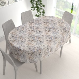 Sametový oválný ubrus Tamara TMR-057 Modro-zelený zámecký vzor na krémovém - detail 1 - Biante.cz Sametový oválný ubrus Tamara TMR-057 Modro-zelený zámecký vzor na krémovém - detail 1 - Biante.cz