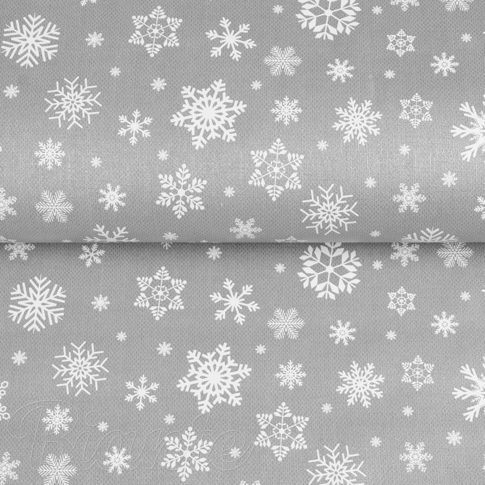 Vánoční PVC ubrus Bílé vločky na stříbrném PV-071 - metráž š. 140 cm - detail 1 - Biante.cz