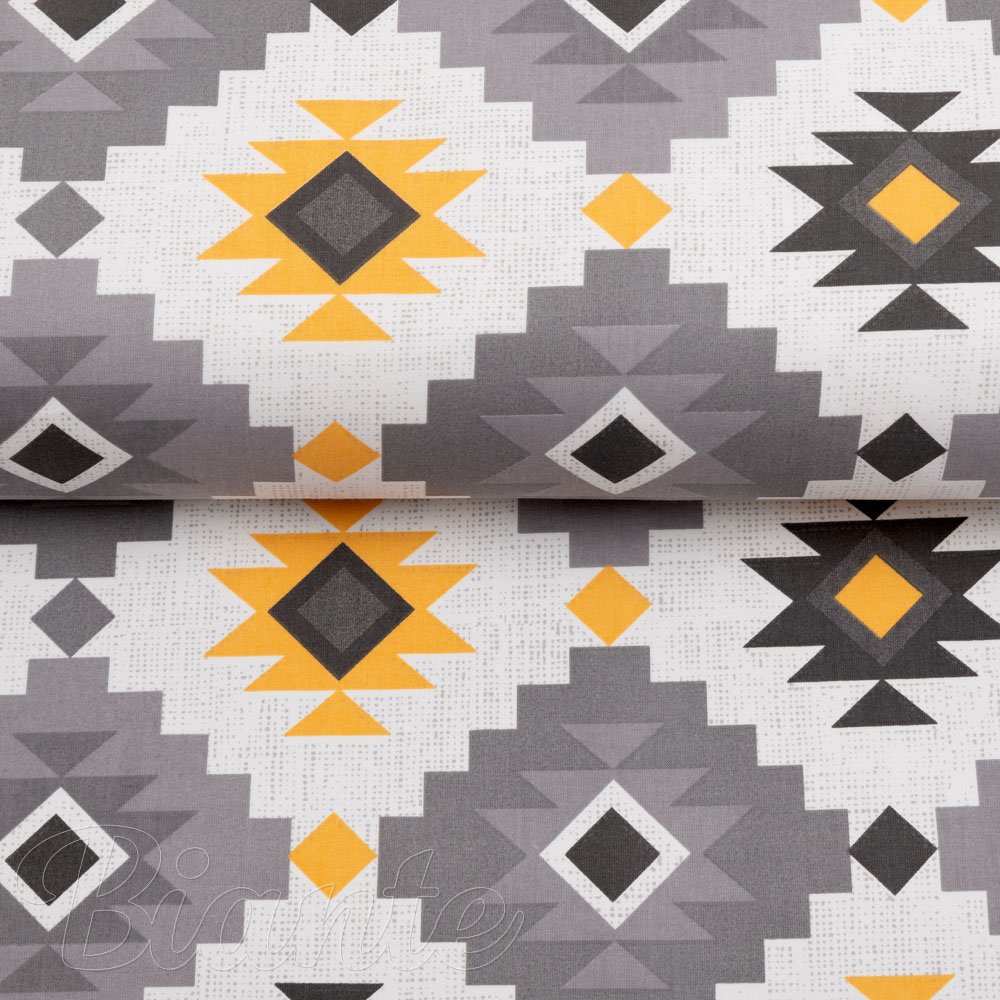 Bavlněná látka/plátno Sandra SA-520 Žluto-šedý aztécký vzor - šířka 160 cm - detail 2 - Biante.cz