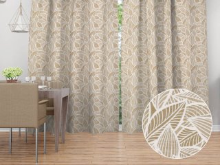 Dekorační závěs Leona LN-168 Bílé listy na světle hnědém - šířka 270 cm - Biante.cz Dekorační závěs Leona LN-168 Bílé listy na světle hnědém - šířka 270 cm - Biante.cz