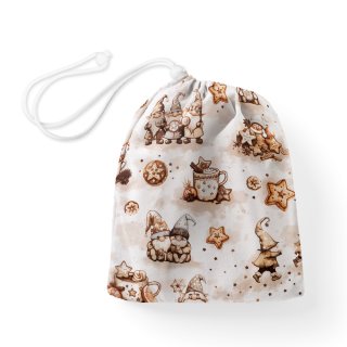 Bavlněný pytlík/sáček na přezůvky Sandra SA-663 Hnědí skřítci s perníčky na bílém - Biante.cz Bavlněný pytlík/sáček na přezůvky Sandra SA-663 Hnědí skřítci s perníčky na bílém - Biante.cz