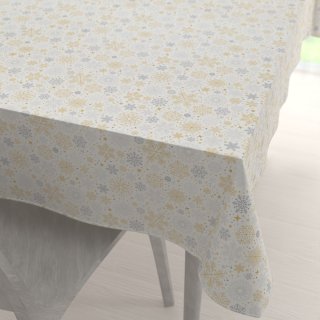 Saténový obdélníkový ubrus LUP-505 Zlato-stříbrné vločky na bílém - Biante.cz