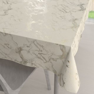 Veľký zamatový obdĺžnikový obrus Isabela IBL-017 Zlatý/dymový mramor na smotanovom - Biante.sk