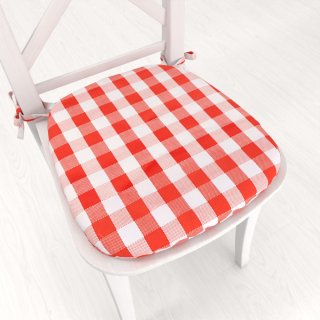 Teflónový oblý podsedák TF-071 Čeveno-biela kocka - 39x37x3 cm - Biante.sk