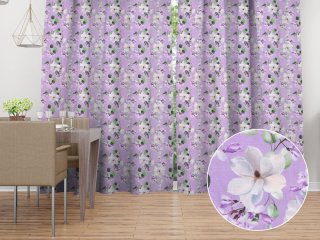 Dekorační závěs na míru PML-044 Květy magnolie na fialovém - Biante.cz Dekorační závěs na míru PML-044 Květy magnolie na fialovém - Biante.cz