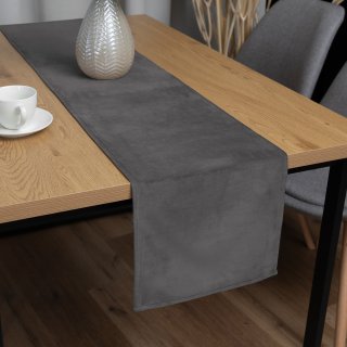 Sametový běhoun na stůl Velvet Premium SVP-017 Tmavě šedý - Biante.cz