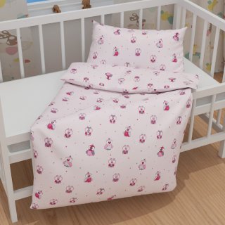 Dětské bavlněné povlečení do postýlky Sandra SA-726 Růžové sovičky na bledě růžovém - detail 1 - Biante.cz