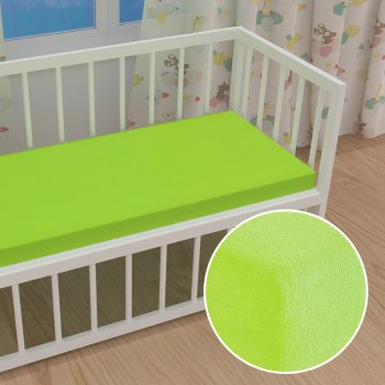Detské froté napínacie prestieradlo do postieľky FR-019 Žiarivo zelené - Biante.sk