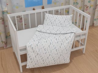 Dětské bavlněné povlečení do postýlky Sandra SA-398 Modré kvítí s motýlky - detail 1 - Biante.cz Dětské bavlněné povlečení do postýlky Sandra SA-398 Modré kvítí s motýlky - detail 1 - Biante.cz