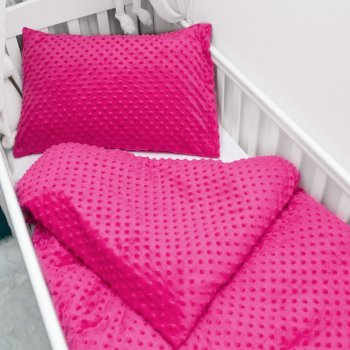 Dětské povlečení do postýlky Minky 3D puntíky MKP-018 Purpurové - Biante.cz