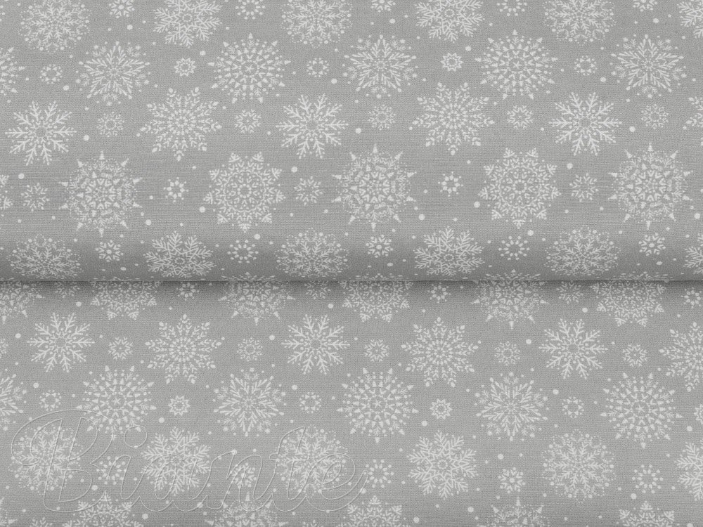 Vánoční dekorační látka PML-079 Bílé vločky na šedém - šířka 155 cm - detail 2 - Biante.cz
