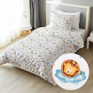 Dětské bavlněné ložní povlečení Sandra SA-693 Africká zvířátka na modrých obláčcích na bílém - Biante.cz Dětské bavlněné ložní povlečení Sandra SA-693 Africká zvířátka na modrých obláčcích na bílém - Biante.cz