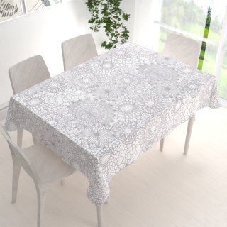 Bavlněný obdélníkový ubrus Sandra SA-365 Šedé mandaly na bílém - detail 1 - Biante.cz Bavlněný obdélníkový ubrus Sandra SA-365 Šedé mandaly na bílém - detail 1 - Biante.cz