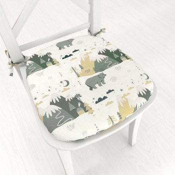 Sametový oblý podsedák Tamara TMR-031 Medvědi v horách - 39x37x3 cm - Biante.cz