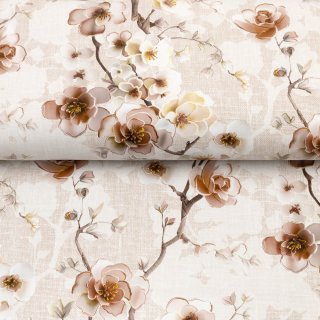 PVC obrus Hnedé kvety sakury na režnom PV-207 - metráž š. 140 cm - detail 1 - Biante.sk