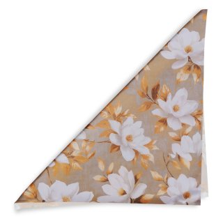 Bavlnená šatka Sandra SA-717 Biele kvety magnólie na hnedosivom - detail 1 - Biante.sk