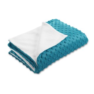 Detská obojstranná deka Minky TOP 3D bodky/Polar MKP-056 Morská modrá - Biante.sk