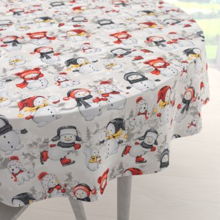 Bavlněný kulatý ubrus Sandra SA-661 Sněhuláci na světle šedém - Biante.cz Bavlněný kulatý ubrus Sandra SA-661 Sněhuláci na světle šedém - Biante.cz