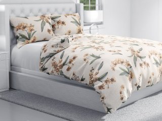 Bavlnené posteľné obliečky Sandra SA-624 Hnedé orchidey na bielom - detail 1 - Biante.sk Bavlnené posteľné obliečky Sandra SA-624 Hnedé orchidey na bielom - detail 1 - Biante.sk
