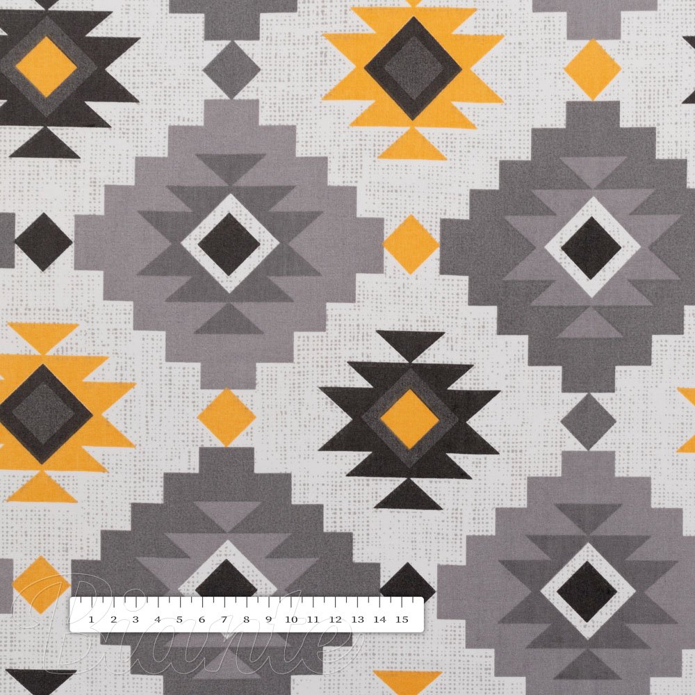 Bavlněná látka/plátno Sandra SA-520 Žluto-šedý aztécký vzor - šířka 160 cm - detail 3 - Biante.cz