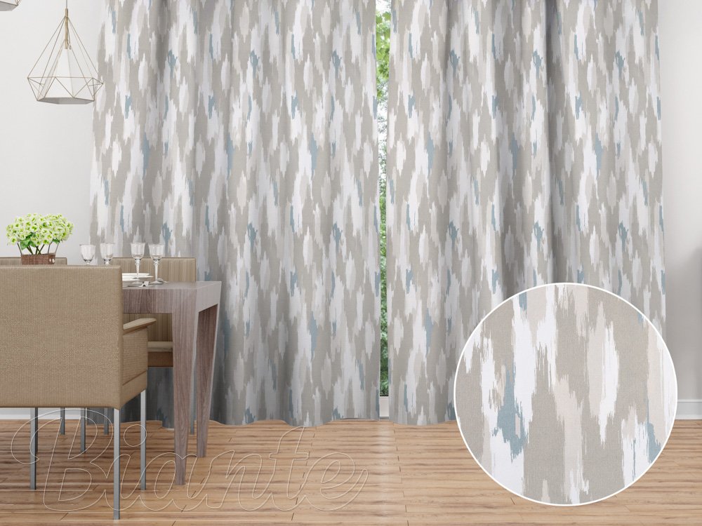 Sametový závěs na míru Tamara TMR-024 Šedo-béžovo-bílé žíhané pruhy - Biante.cz