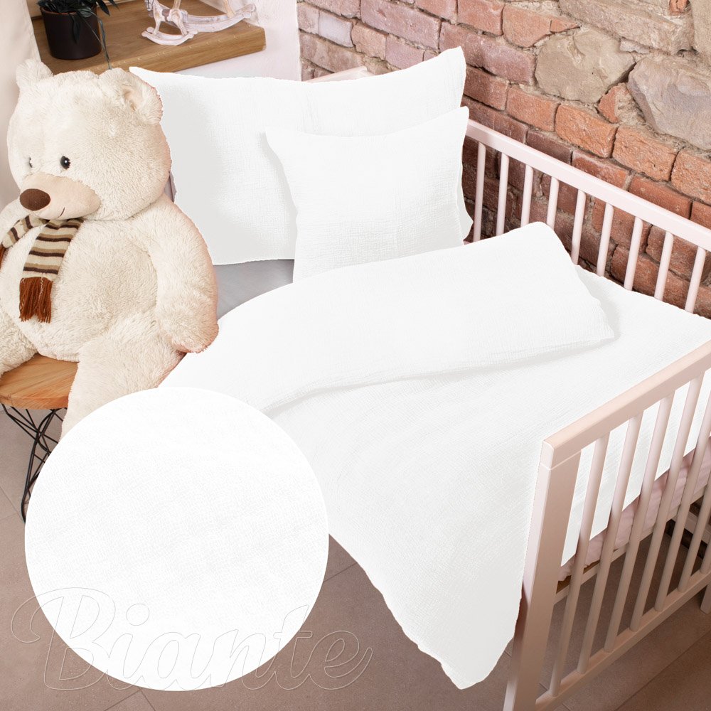 Dětské mušelínové povlečení do postýlky Nature MSN-079 Snehově bílé - Biante.cz