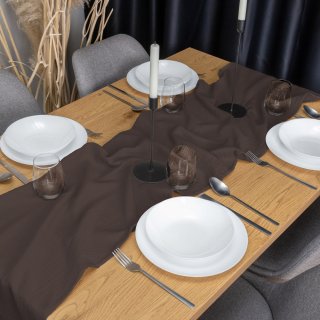 Mušelínový běhoun na stůl MSN-069 Kakaově hnědý - detail 1 - Biante.cz Mušelínový běhoun na stůl MSN-069 Kakaově hnědý - detail 1 - Biante.cz