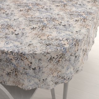 Sametový oválný ubrus Tamara TMR-057 Modro-zelený zámecký vzor na krémovém - Biante.cz Sametový oválný ubrus Tamara TMR-057 Modro-zelený zámecký vzor na krémovém - Biante.cz