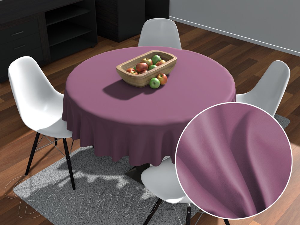 Velký kulatý bavlněný saténový ubrus ST-015 Fialová lila - Biante.cz