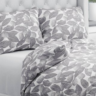 Bavlnené posteľné obliečky Sandra SA-511 Sivé ananásy na bielom - Biante.sk Bavlnené posteľné obliečky Sandra SA-511 Sivé ananásy na bielom - Biante.sk