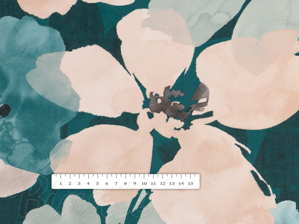 Sametová látka Tamara TMR-027 Velké květy na tmavě zeleném - šířka 150 cm - detail 3 - Biante.cz