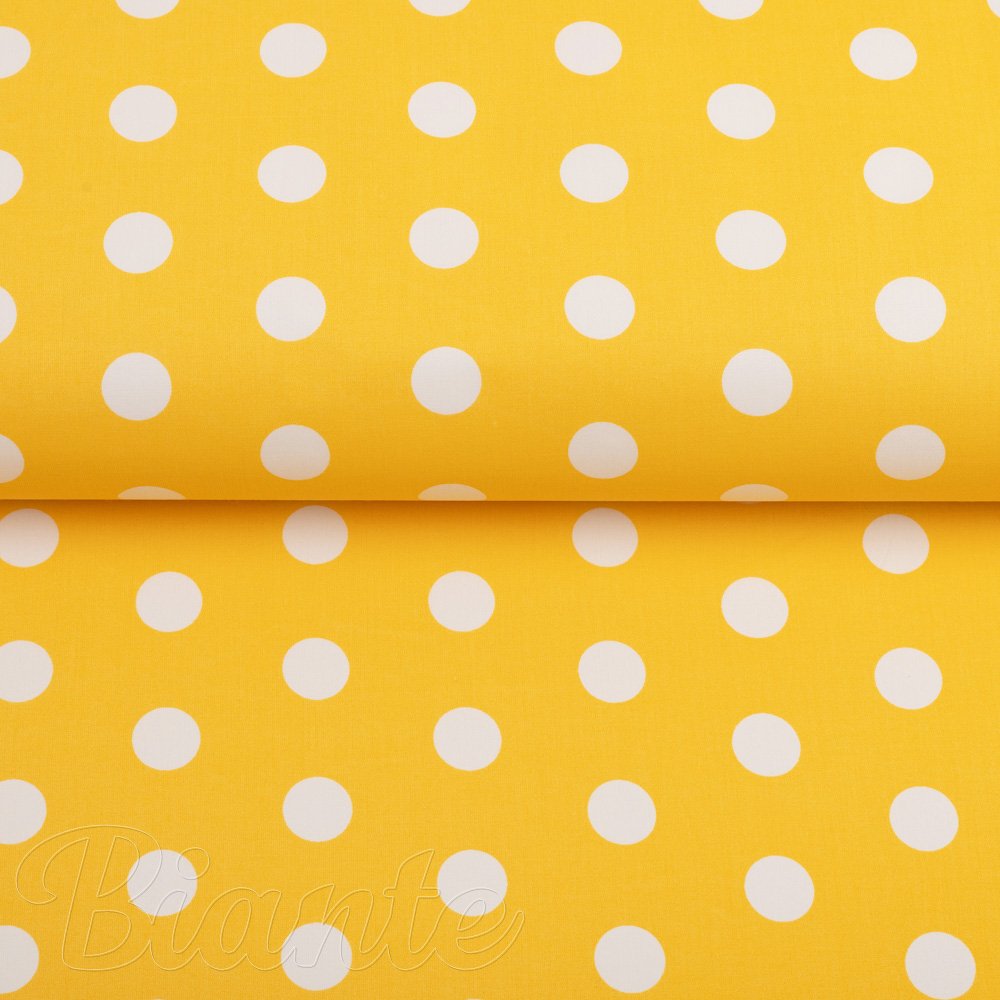 Bavlněná látka/plátno Sandra SA-735 Bílé puntíky na žlutooranžovém - šířka 160 cm - detail 2 - Biante.cz