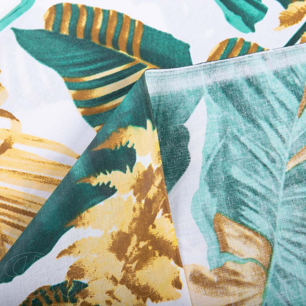 Bavlnená látka/plátno Sandra SA-245 Zelené a zlaté tropické listy - šírka 160 cm a 220 cm - detail 3 - Biante.sk